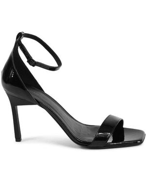 Calvin Klein Patent Leather Minimalist Sandals - Black