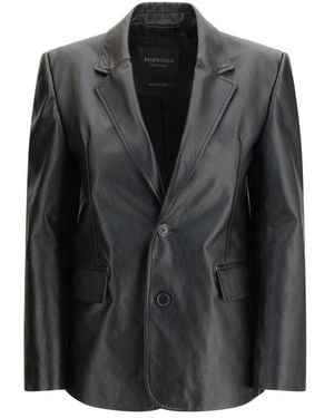Balenciaga Black Calf Leather Bos Taurus Leather Jacket