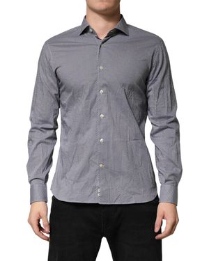 Domenico Tagliente Grey Patterned Long Sleeves Dress Shirt
