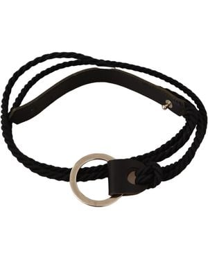 Mila Schon Mila Schön Leather Slim Waistband Metal Buckle Belt - Black
