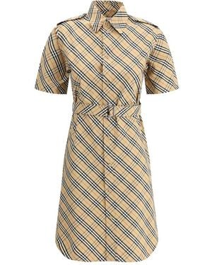 Burberry Archivio Check Shirt Dress - Natural