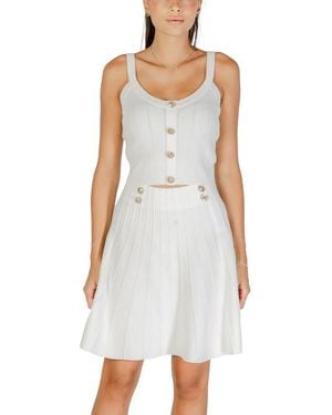 Guess Cream Viscose Tank Tops - White