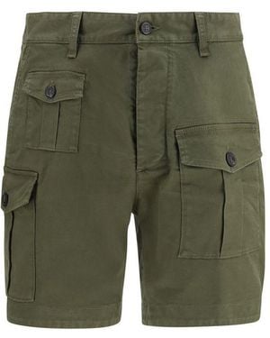 DSquared² Bicolour Cotton Bermuda Shorts - Green