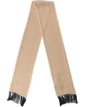 Dolce & Gabbana Silk Dotted Fringed Neck Shawl Scarf - Natural