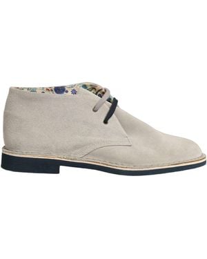 Pollini Grey Suede Chukka Lace Up Men Ankle Boots Light - White