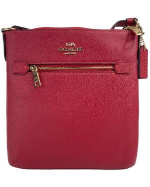 COACH 's Mini Rowan Top Zip File Crossbody Bag In Crossgrain Leather (red)