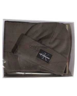 Calvin Klein Brown Cotton Scarf - Grey