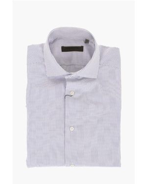 Corneliani Su Misura Pinstriped Cotton Shirt With Standard Collar - Blue