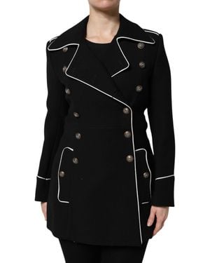 Dolce & Gabbana Wool Double Breasted Blazer Jacket - Black