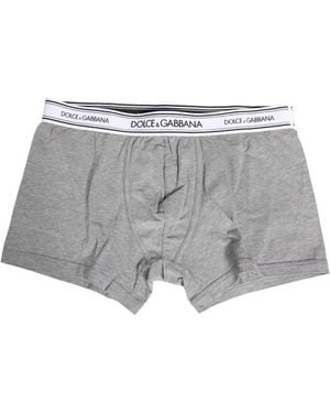 Dolce & Gabbana Grey Logo Waistband Cotton Men Boxer Underwear