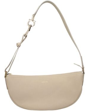 Ferragamo Gray Leather Shoulder Bag - Natural