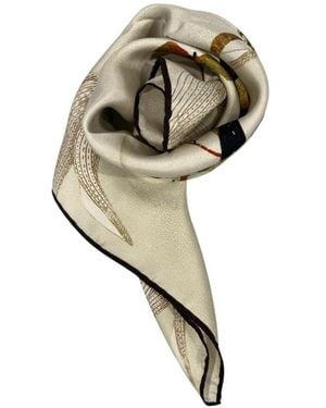 Borbonese Beige Silk Scarf - Metallic