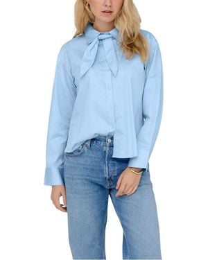 Jacqueline De Yong Blue Cotton Blouse