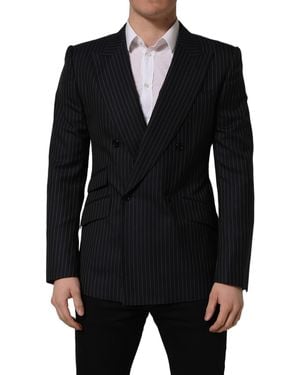 Dolce & Gabbana Black Stripes Wool Double Breasted Jacket