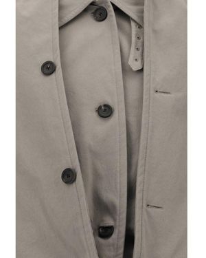 Balenciaga Reverse Hooded Trench Coat - Grey