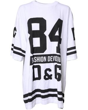 Dolce & Gabbana White Black Fashion Devotion Oversized Top