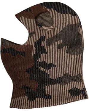 Dolce & Gabbana Camouflage Balaclava Mask Cap Hat - Brown