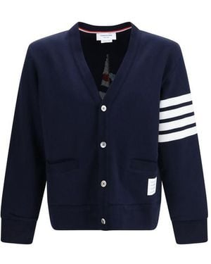 Thom Browne Blue Cotton Cardigan