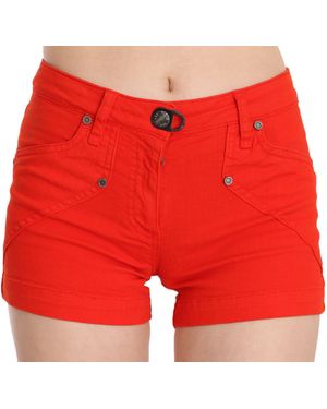 Plein Sud Orange Mid Waist Cotton Denim Mini