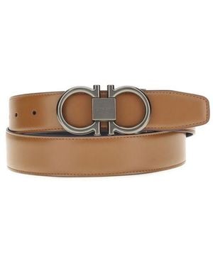 Ferragamo Beige Calf Leather Bos Taurus Regular Belt - Brown