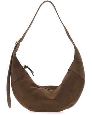 Closed Suede Halfmoon Hobo Leather Bag - Brown