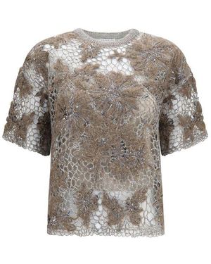 Brunello Cucinelli Beige Mohair Pattern Shirt - Grey