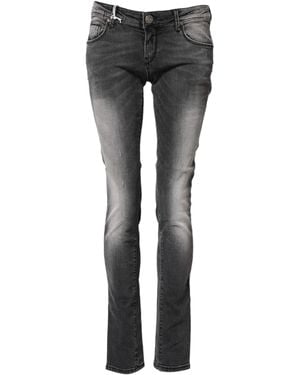 Acht Dark Gray Cotton Slim Fit Denim Low Waist Denim Jeans