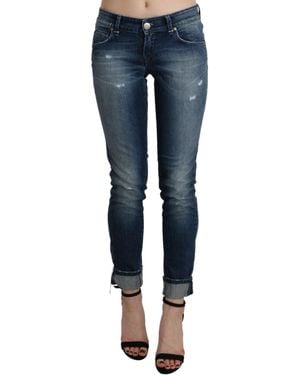 Acht Cotton Blue Washed Low Waist Skinny Cropped Jeans