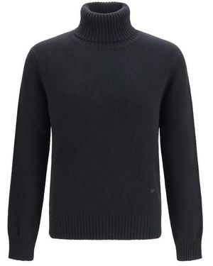 Ami Paris Black Wool Oves Aries Turtleneck - Blue