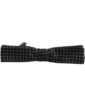 Dolce & Gabbana Black White Polka Dot Adjustable Neck Papillon Bow Tie