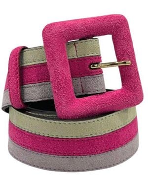 Borbonese Multicolour Leather Belt - Pink