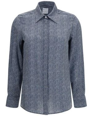 Sara Roka Blue Silk Pattern Shirt