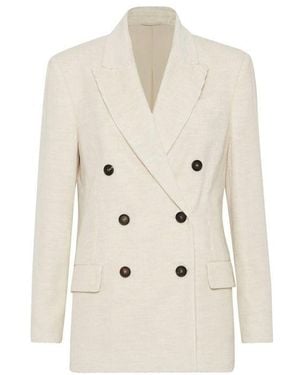 Brunello Cucinelli White Cotton Blazer - Natural