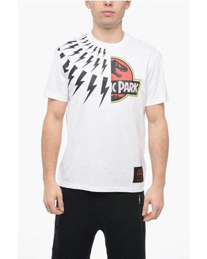 Neil Barrett Jurassic Park X Nb Crew Neck Half Thunderbolt Cotton T-Shirt - White