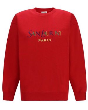 Saint Laurent Multicolor Cotton Sweatshirt - Red