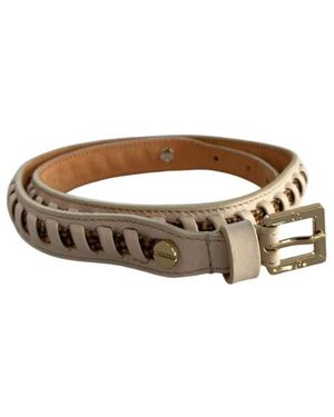 Borbonese White Leather 's Belt - Brown