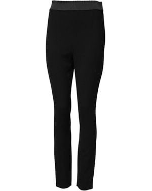 Dolce & Gabbana Black Wool Leggings Stretch Pants