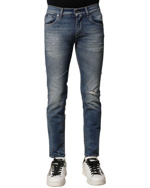 Dolce & Gabbana Blue Washed Cotton Slim Fit Men Denim Jeans