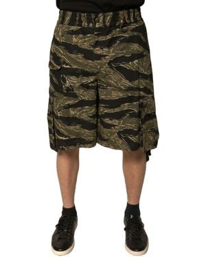 Dolce & Gabbana Tiger Print Cargo Shorts - Black