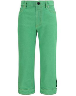 Versace Bicolour Cotton Cropped Jeans - Green