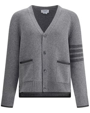 Thom Browne Merino Wool Cardigan - Grey