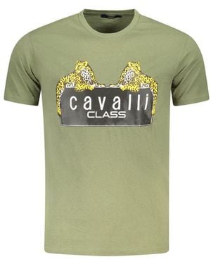 Roberto Cavalli Leopard Print Graphic Tee - Green