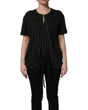 DSquared² Black Chain Embellished Cotton Short Sleeve T