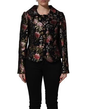 Dolce & Gabbana Multicolour Floral Brocade Blazer Jacket - Black