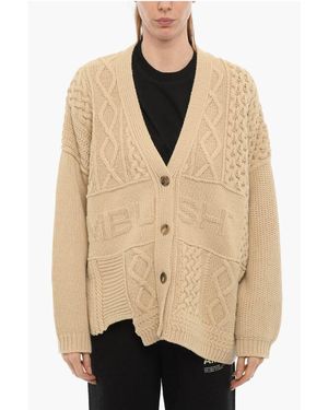 Ambush V-Neck Cable Knit Cardigan - Natural