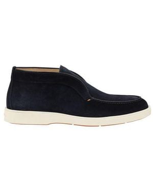 Santoni Blue Calf Leather Bos Taurus Ankle Boots