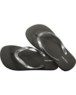 Calvin Klein Black Polyurethane Sandal - Green