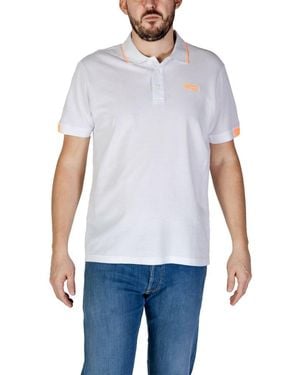 Refrigiwear White Cotton Polo Shirt - Blue