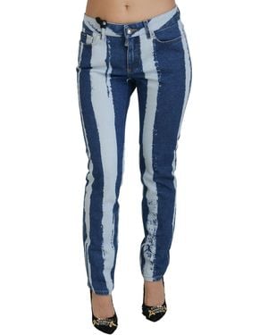 Dolce & Gabbana Sleek Striped Sli Fit Italian Jeans - Blue
