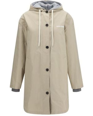 Miu Miu Beige Cotton Coat - Natural